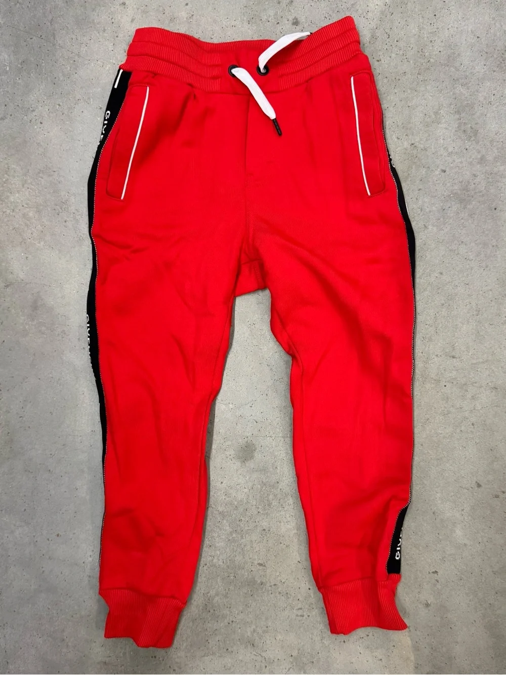 Givenchy Kids Red Logo Track Pants Size 6 Slim Fit